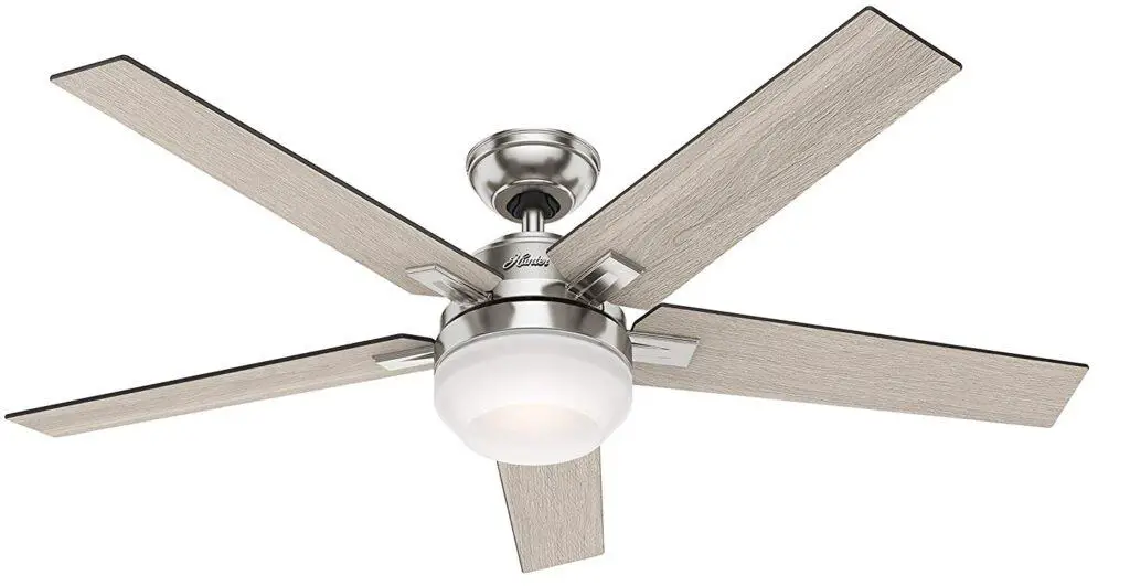 Hunter 54″ Contemporary Brushed Nickel Ceiling Fan with Light Fixture
