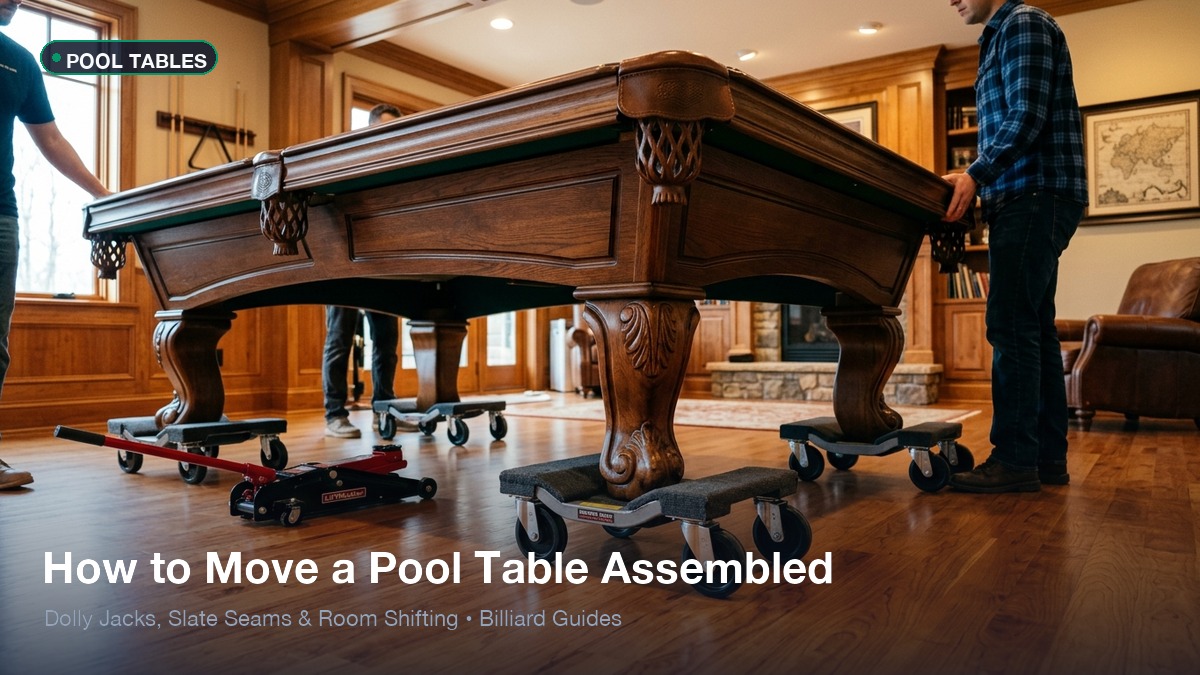 How to move a pool table without taking it apart with dollies and jacks