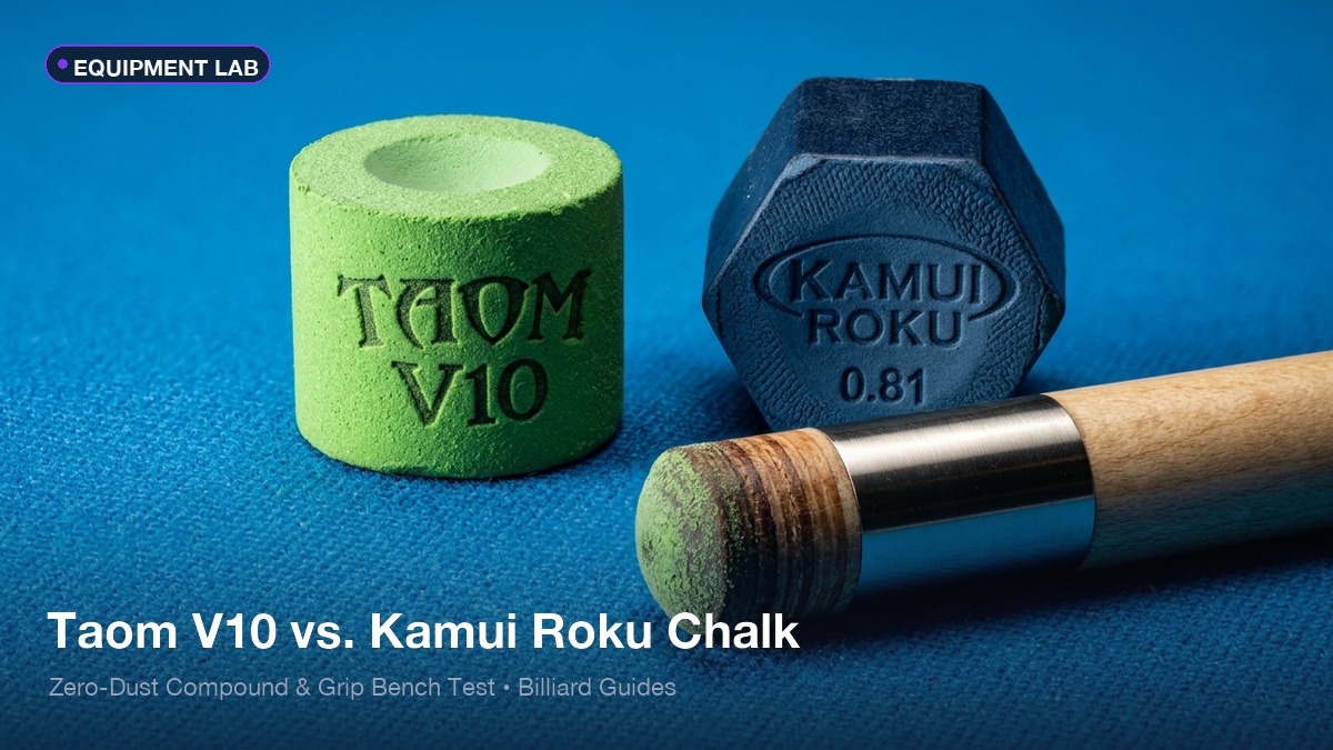 Taom V10 vs Kamui Roku chalk comparison test on pool table felt